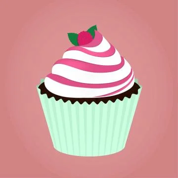 Raspberry cupcake illustration Stock Illustration