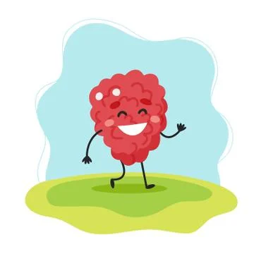 Raspberry cute character, vector illustration for kids in cartoon style Stock Illustration