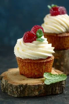 Raspberry Delight Cupcakes. Stock Photos