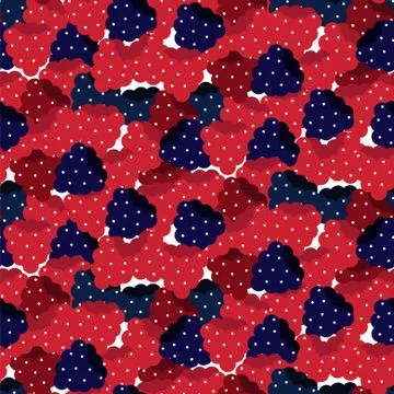 Raspberry dense cartoon seamless vector pattern. Stockillustratie