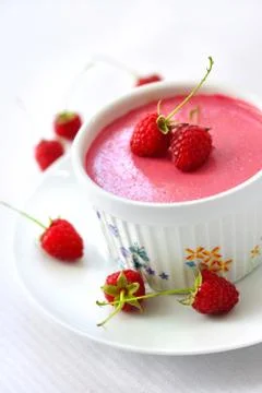 Raspberry dessert with cream cheese Stock Photos