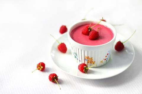 Raspberry dessert with cream cheese Stock Photos