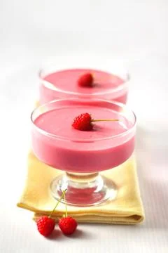 Raspberry dessert with cream cheese Stock Photos