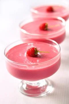 Raspberry dessert with cream cheese Stock Photos