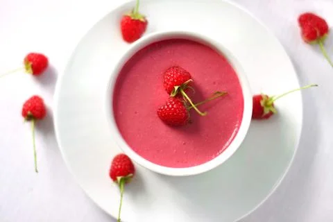 Raspberry dessert with cream cheese Stock Photos