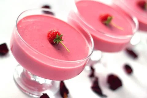 Raspberry dessert with cream cheese Stock Photos