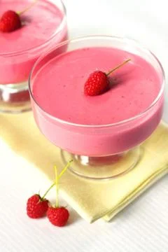 Raspberry dessert with cream cheese Stock Photos