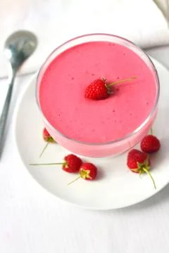 Raspberry dessert with cream cheese Stock Photos