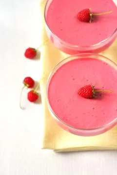 Raspberry dessert with cream cheese Stock Photos