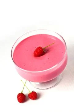 Raspberry dessert with cream cheese Stock Photos