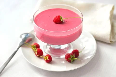 Raspberry dessert with cream cheese Stock Photos