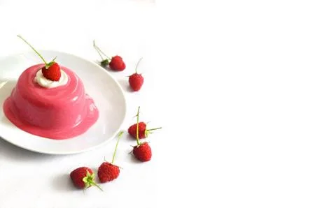 Raspberry dessert with cream cheese Stock Photos