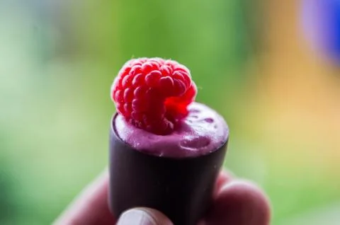 Raspberry in dessert Stock Photos