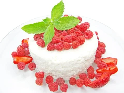 Raspberry dessert with pudding Foto stock