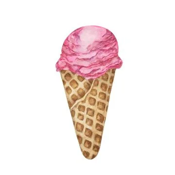 Raspberry, dragon fruit, bubblegum, pomegranate, cherry ice cream scoop in Stock Illustration