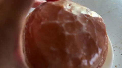 Raspberry filled donut pastry Stock Footage 329011063