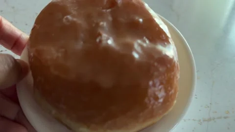 Raspberry filled donut pastry Stock Footage 329011064