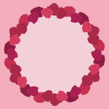 Raspberry. Forest berries. Round vector frame template. Illustrazione stock