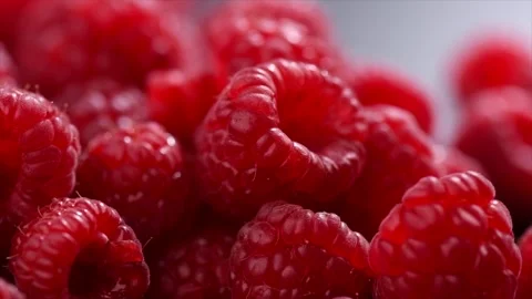 Raspberry fresh berries closeup, ripe fresh organic Raspberries macro shot Stock Footage 292686125