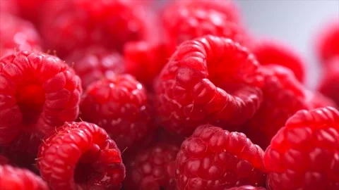 Raspberry fresh berries closeup, ripe fresh organic Raspberries macro shot. Stock Footage 303857337
