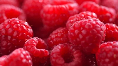 Raspberry fresh berries closeup, ripe fresh organic Raspberries macro photo 動画素材 319293485