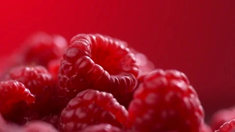Raspberry fresh berries closeup, ripe fresh organic Raspberries macro shot Stock Footage 332600722