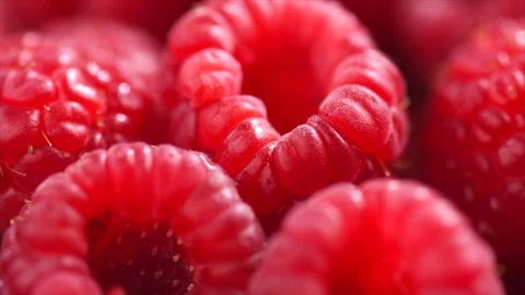 Raspberry fresh berries closeup, rotating background. Fresh organic Raspberries Stock Footage 306068681