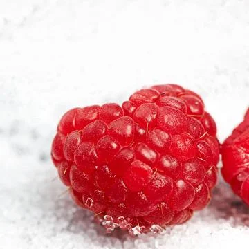 Raspberry, fruit and diet with sugar for health with wellness for nutrition with Foto stock