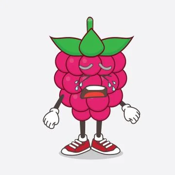 Raspberry Fruit cartoon mascot character with crying expression Stock Illustration