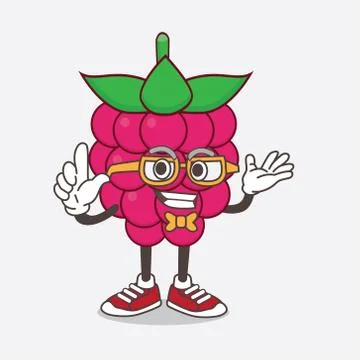 Raspberry Fruit cartoon mascot character in geek style Stock Illustration