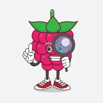 Raspberry Fruit cartoon mascot character as Detective design Stock Illustration