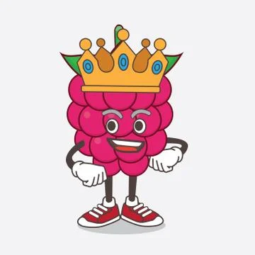 Raspberry Fruit cartoon mascot character stylized of King on cartoon mascot d Stock Illustration
