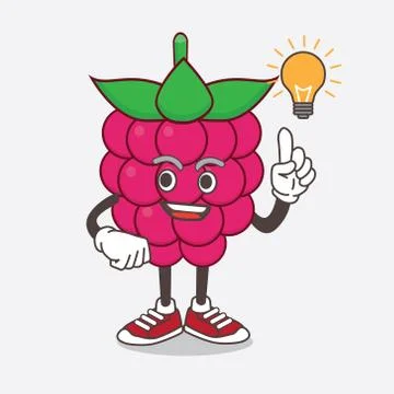 Raspberry Fruit cartoon mascot character get an idea Illustrazione stock