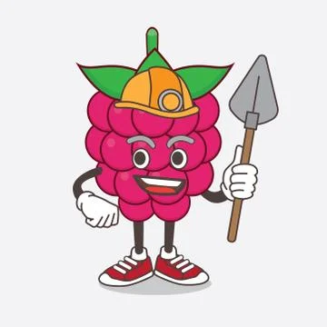 Raspberry Fruit cartoon mascot character as cool miner Illustrazione stock
