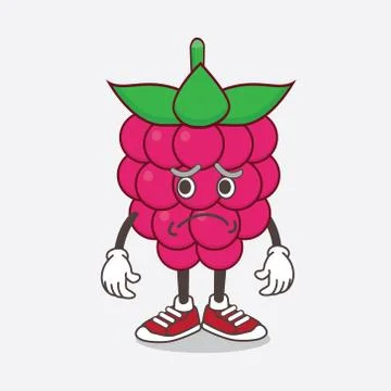 Raspberry Fruit cartoon mascot character having an afraid face Stock Illustration