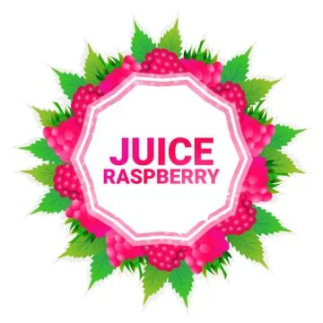 Raspberry fruit colorful circle copy space organic over white pattern background Stock Illustration