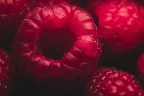 Raspberry fruit details, macro Stock Photos