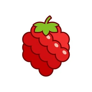Raspberry fruit icon in flat style. Raspberries berry vector illustration o.. Illustrazione stock
