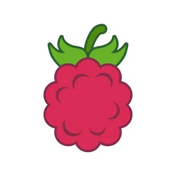 Raspberry fruit icon in flat style. Raspberries berry vector illustration o.. Stock Illustration