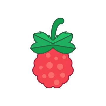 Raspberry fruit icon in flat style. Raspberries berry vector illustration o.. Illustrazione stock