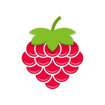Raspberry fruit icon in flat style. Raspberries berry vector illustration o.. Stock Illustration