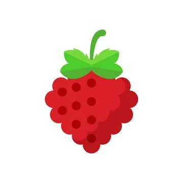 Raspberry fruit icon in flat style. Raspberries berry vector illustration o.. Stock Illustration