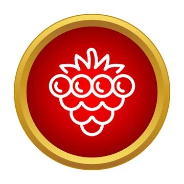 Raspberry fruit icon on a red button Stock Illustration