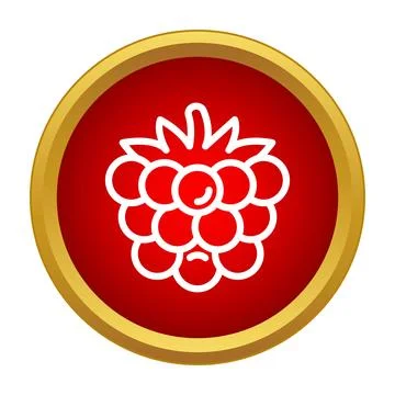 Raspberry fruit icon in red circle representing healthy eating Stock Illustration