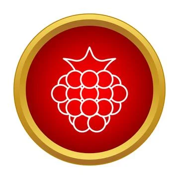 Raspberry fruit icon on red round button Stock Illustration