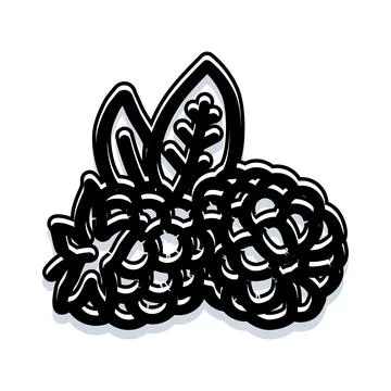Raspberry fruit icon sticker black and white 스톡 일러스트