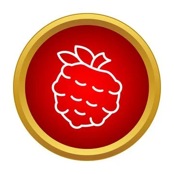 Raspberry fruit icon symbol inside a red circle Stock Illustration