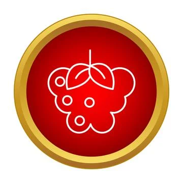 Raspberry fruit icon symbol on red button Stock Illustration