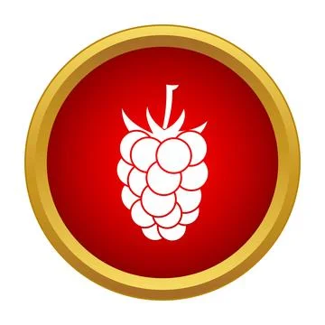 Raspberry fruit icon symbol on red gold button Stock Illustration