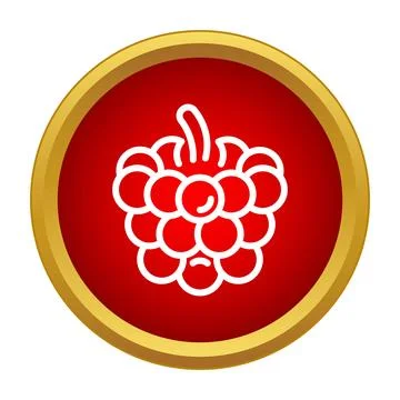 Raspberry fruit icon symbol on red circle Stock Illustration